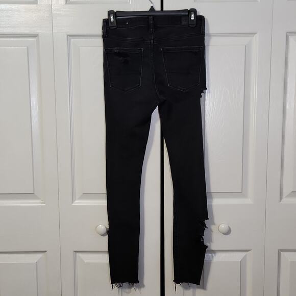 American Eagle Next Level Stretch Hi-Rise Jegging Jean Black Denim Size 4 - Picture 2 of 11